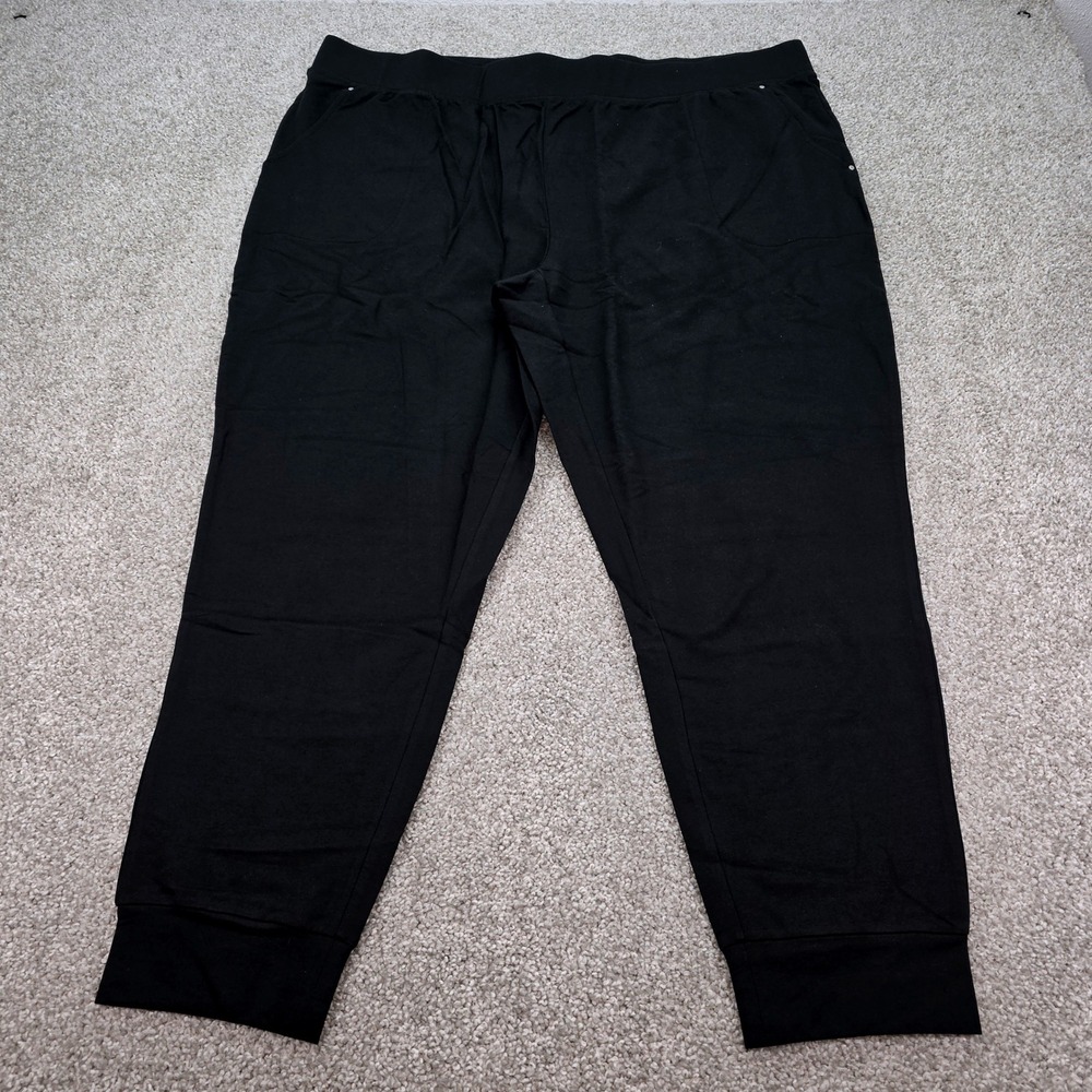 New Sport Savvy Womens Black Jogger Pants Plus Size 2X Cotton Spandex Activewear